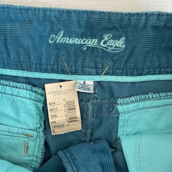 American Eagle Corduroy Mini Skirt Womens Size 6 Teal Blue Pockets Y2K New - Picture 8 of 8